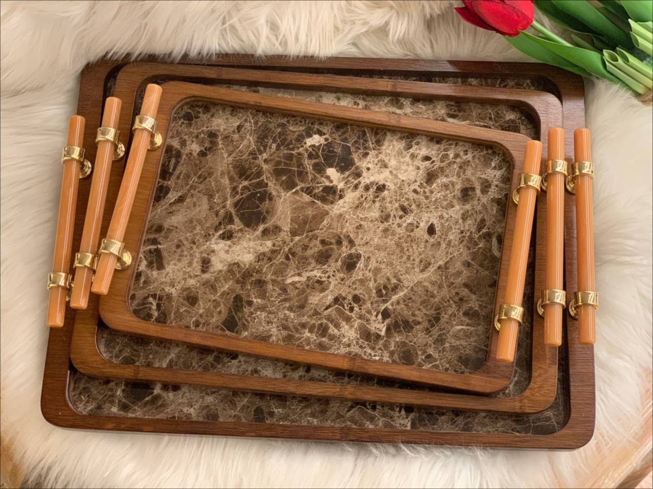 Beech Wood Tray Set